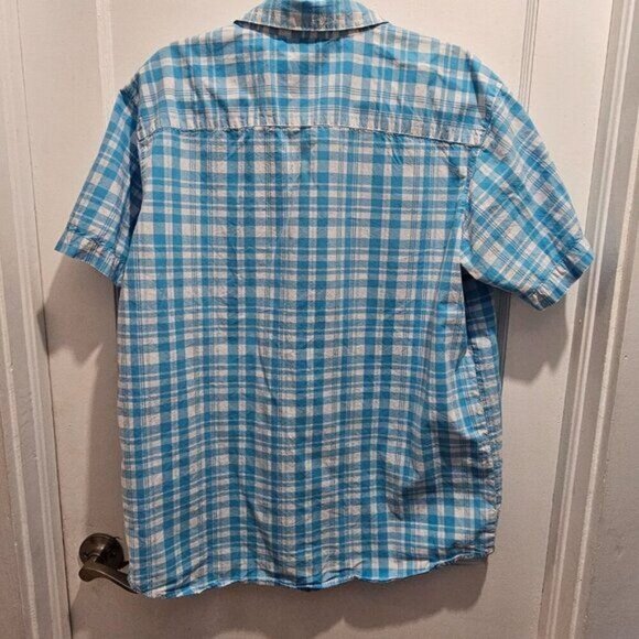 Columbia Mens Blue Plaid Short-Sleeve Button-Up Shirt Size L - Picture 7 of 10